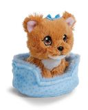 NICI Knuffeldier hond Yorkshire in mandje, 12 cm, bruin