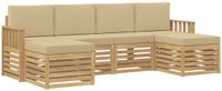vidaXL - Buiten - bank - set - 6 - zitplekken - Wit - En - Beige - Polyester