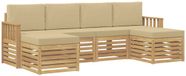 vidaXL - Buiten - bank - set - 6 - zitplekken - Wit - En - Beige - Polyester