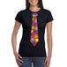 Bellatio Decorations Foute Kerst t-shirt stropdas met kerstballen print zwart voor dames S