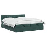 vidaXL Ottoman bed met matras en hoofdeinde, 2 stuks, donkergroen, fluweel