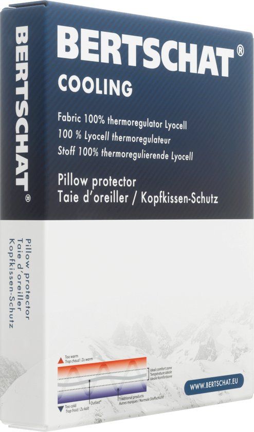 Verkoelend BERTSCHAT® Cooling Verkoelende Kussensloop - 50 x 70 cm - Wit - Jersey - Geblokt