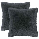 vidaXL - Kussensloop - 2 stuks - HEERLEN - Antracietkleurig - 45 x 45 cm - Katoensatijn