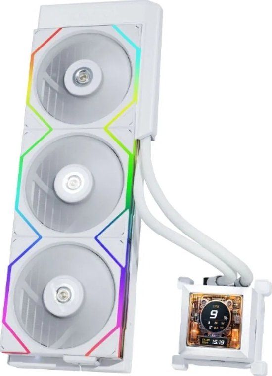 Lian Li HydroShift LCD 360S White - Vloeistof-koelsysteem processor afmeting radiator: 360 mm - voor Intel LGA: 1700 - AMD AM5, AM4 - 3x 120 mm FDB fans - wit