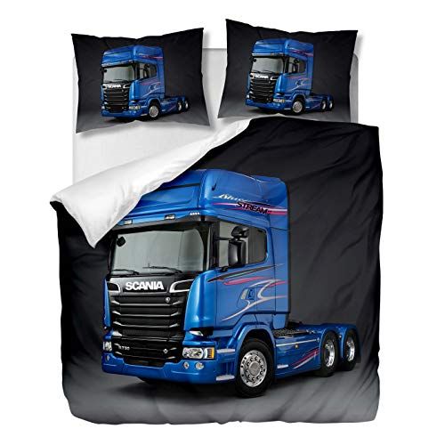 OliveSleep Truck Scania Dekbedovertrek Set Single Size, Quilt Cover Set, Decoratieve 2-delige Beddengoed Set met 1 Kussensloop (Multi 20, Single)