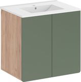 Vicco Badkamermeubelset Izan, Goudkleurig Eiken/Groen, 2-delig