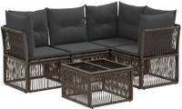vidaXL Tuinbank - Set - 5-delig - Grijs - Polyrattan