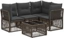 vidaXL Tuinbank - Set - 5-delig - Grijs - Polyrattan