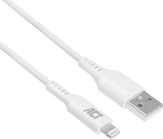 ACT USB 2.0 naar Lightning Kabel - 2 meter - Wit - MFI Gecertificeerd - AC3012