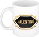 Bellatio Decorations Naam cadeau mok - Valentino - Zwart - Keramiek - 300 ml
