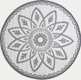 Homescapes Buitenkleed Rond Vloerkleed – ⌀180cm – Buitentapijt – Grijs & Wit Tuinkleed Tuinkleed – Tuintapijt – Omkeerbaar – Waterdicht & UV–bestendig – Gerecycled polypropyleen – "Henna"