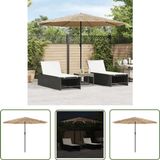 vidaXL Parasol met LED's en stalen paal 324x324x247 cm bruin