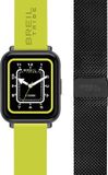 Beilfrau Breil SBT-2 Unisex Polshorloge Zwart Siliconen/Staal Vierkant Analoog Quartz Met Bluetooth en Datumaanduiding