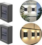 Vyzio Solar Wandlamp Buiten - Zonne-energie - 2 Stuks - Zwart