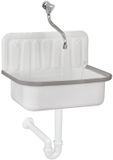 Differnz Lavabo à poser avec robinet - Blanc - Siphon et grille inclus
