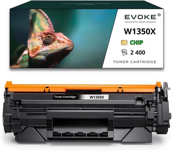Evoke HP W1350X + CHIP zwarte printercartridge, 2400 pagina's, W1350A 135A XL