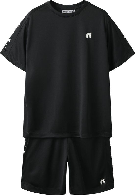 NAME IT NKNDEMU SS NREG SHORTS SET Unisex Bermuda shorts Zwart Polyester Maat 92
