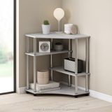 Furinno Turn-N-Tube multifunctionele hoekplank, displayrek, boekenplank, witte eiken, roestvrijstalen buizen