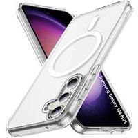 Phonillico® Case voor Samsung Galaxy S24 PLUS - Transparant siliconen met geïntegreerde magnetische cirkel