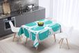 Bonamaison Tafelkleed, Anti-Mold, Sneldrogend, Waterdicht, 100% Polyester Tafellaken, Turkoois, wit, 140 x 140 Cm