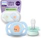 Philips Avent Ultra Start - BPA-vrije siliconen fopspeen (0-6 mnd) - Symmetrisch ontwerp - 2 stuks - Groen en blauw