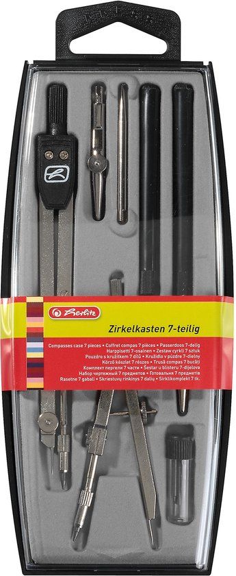 Herlitz Passetscassette, 7-delig, Zwart, Staal