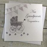 witte WHITE COTTON CARDS Wenskaart voor de nieuwe grootouders PD73, handgemaakt, wit