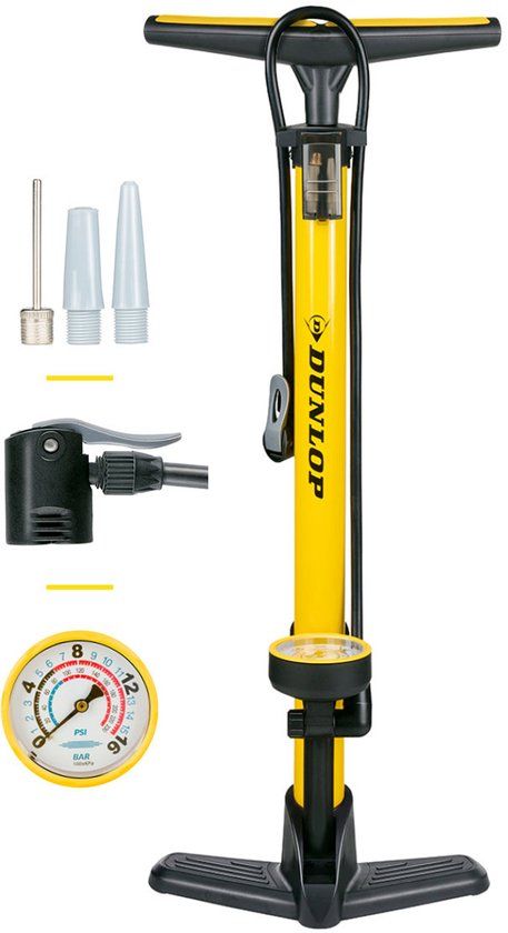 Dunlop Fietspomp met Drukmeter - Geel