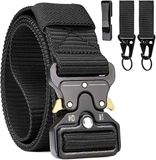 Bol Tactical Belt Militärischer Gürtel Sicherheitsgurt - Herren Gürtel mit Schlüsselhaken - Metallschnalle - Outdoor Sport Camping Jagd Schwarz L Tactical Belt