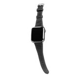 MegaGear Apple Watch echt lederen armband, Apple Watch Series Ultra, Ultra2, 10, 9, 8, 7, 6, 5, 4, 3, SE, Bruin, Armband van echt leer, W- Black