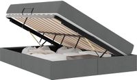 vidaXL Lit de rangement avec matelas Gris foncé 140 x 200 cm Polyester