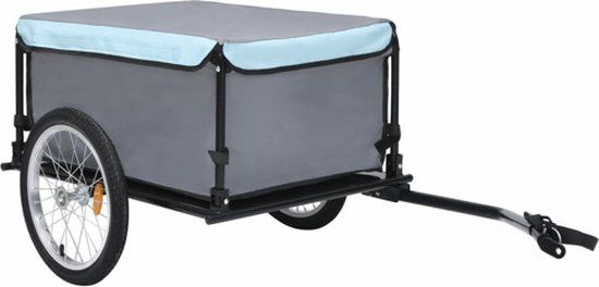 vidaXL Fietstrailer 65 kg grijs en blauw