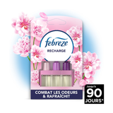 Febreze Recharge Désodorisant Électrique (20ml Recharges avec 3 Parfums en Alternance), Parfum Fleur Naissante, Combat les Odeurs et Rafraîchit Jusqu'à 90 Jours