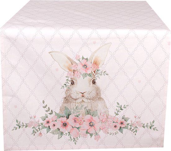 Clayre & Eef Tafelloper - 50x140 cm - Roze - Katoen