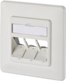 Metz Connect 130B20D31002KE Netwerkdoos Inbouw (in muur) Inzet met centraalstuk en frame Zonder connectoren 3 poorten Zuiver wit (RAL 9010)