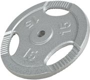 Gorilla Sports Halterschijf 15 kg Gripper Gietijzer Zilver - 30/31 mm