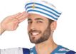 Atosa Wit/blauw matrozen verkleed hoedje voor volwassenen - 2x - polyester - marine/sailor - carnaval