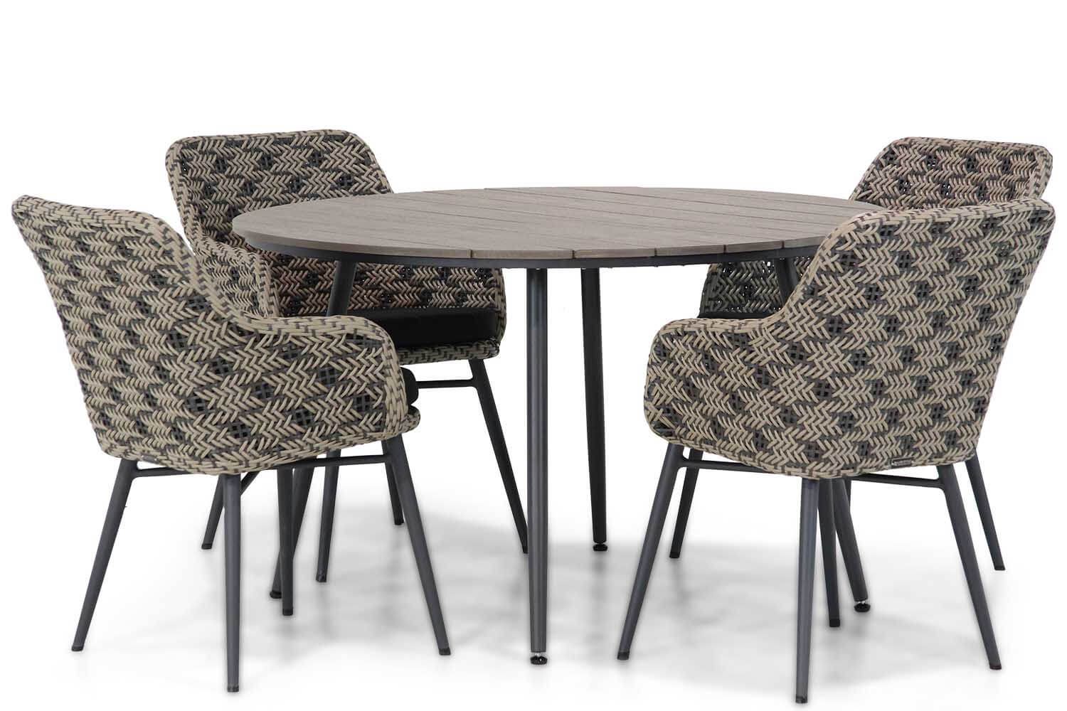 Lifestyle Garden Furniture Lifestyle Crossway/Matale 125 cm rond dining tuinset 5-delig
