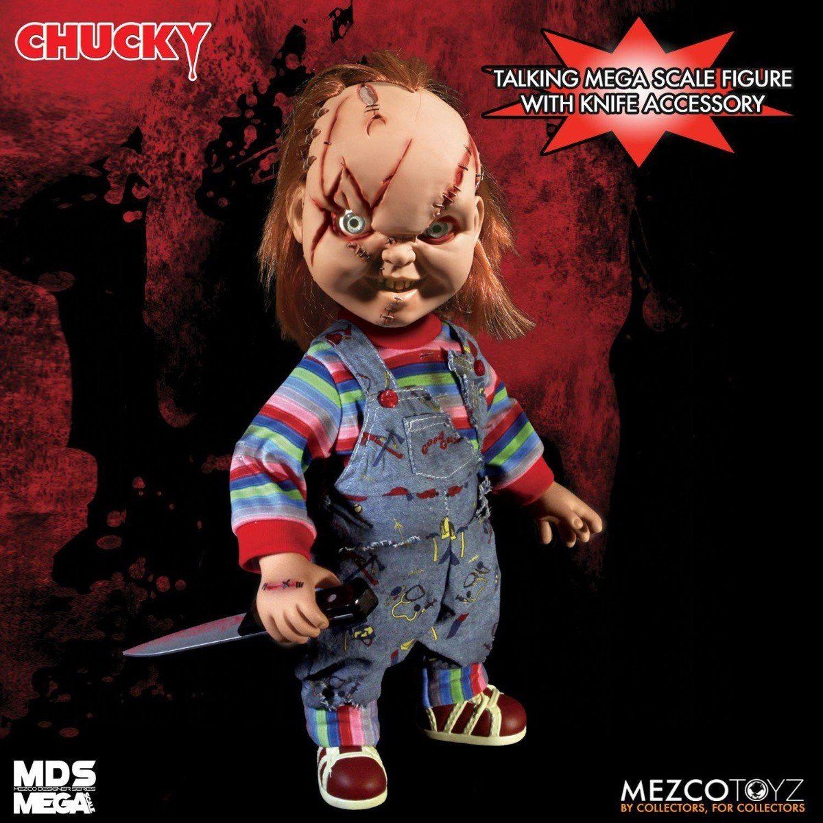 Mezco Chucky 15 Inch Scarred Figure with Sound - 0696198780031