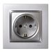 SIMON Schuko inbouwdoos, Simon 10, 250 V, 16 A, plat en dun wandstopcontact, eenvoudig te installeren, inclusief frame, deksel en mechanisme, vrouwelijk stopcontact, kleur aluminium
