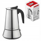 FLORINA Cafetière expresso en acier inoxydable 9 tasses (450 ml) I Cafetière expresso plaque de cuisson LINDA I Cafetière expresso en acier inoxydable avec poignée profilée I Convient pour toutes les plaques de cuisson et induction