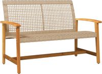 vidaXL Banc de jardin 112 cm poly rotin et acacia beige