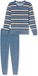 Schiesser Badstof Dames Pyjama Streep Blauw