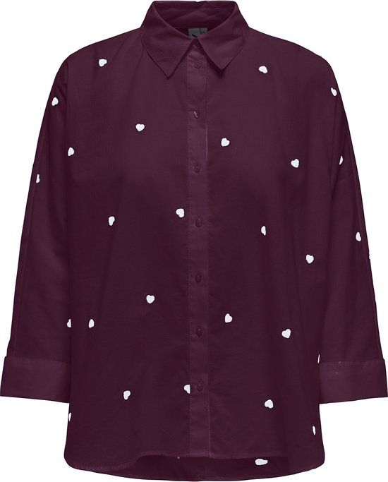 ONLY - ONLNEW LINA GRACE LS EMB SHIRT NOOS WVN - Winetasting - L - Women's Blouse