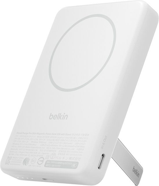 Belkin BoostCharge Slim Powerbank 10.000 mAh – Qi2 15W – MagSafe-compatibel – USB-C 30W – Wit