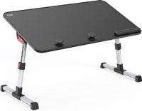 SAIJI Bedtafel, in hoogte verstelbaar, met 4 instelbare hoeken, inklapbare laptoptafel, voor bank, vloer, werken, studeren, lezen, schrijven, eten, geschikt voor laptops tot 17 inch (60 x 33 cm, zwart)