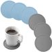 MEMOFYND lot de 6 sous-verres, sous-verres en silicone isolés, sous-verres à café simples ronds, adaptés pour le café, les chopes à bière, les verres à vin, les bouteilles à la maison et au bar (Gris et Bleu)