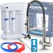 Aquaphor Morion Robinet de cuisine 3 voies avec douchette extractible, bec pivotant, acier inoxydable, pour osmose et eau filtrée