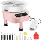 VEVOR Pottenbakkersschijf Keramiekwiel Machinepedaal 350w 25cm Roze