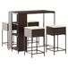 5-delige Tuinbarset met kussens poly rattan bruin
